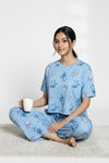 Zivame 2 Mile Fashion Knit Cotton Loungewear Set - Dusk Blue — thumbnail 1